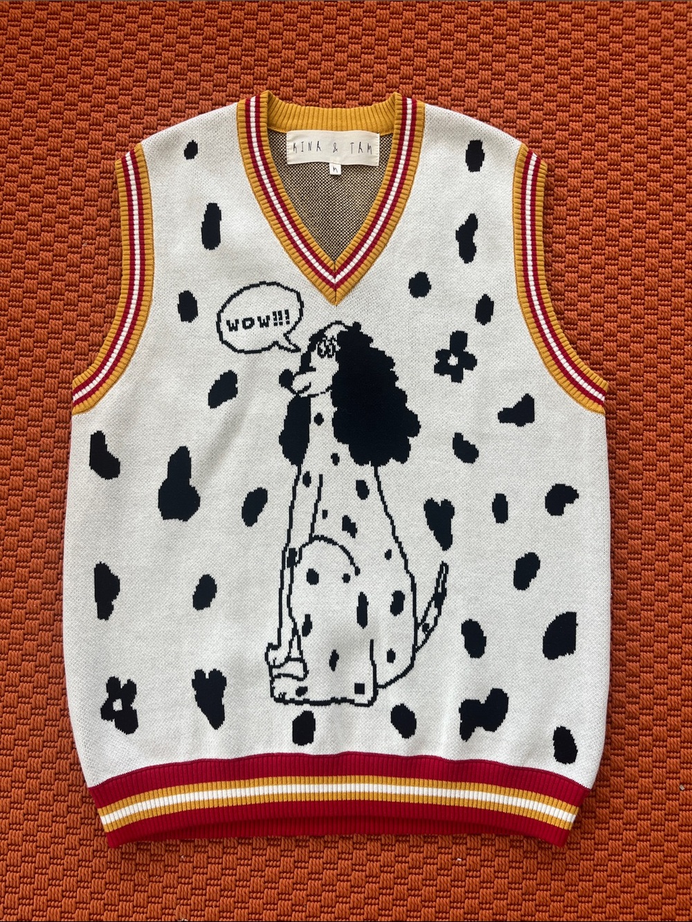 Kina and Tam Dalmatian Vest Top V Neck 100% Cotton Size M